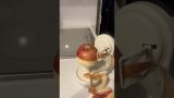 アップルピーラーの刃を片手で交換してりんごの皮を剥く初めての動画。
